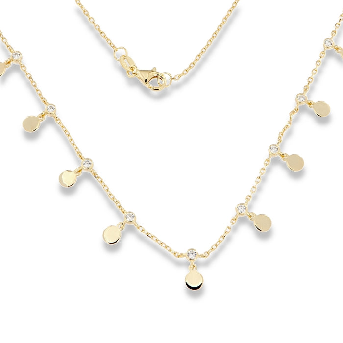 Sunshine CZ & Discs Long Necklace