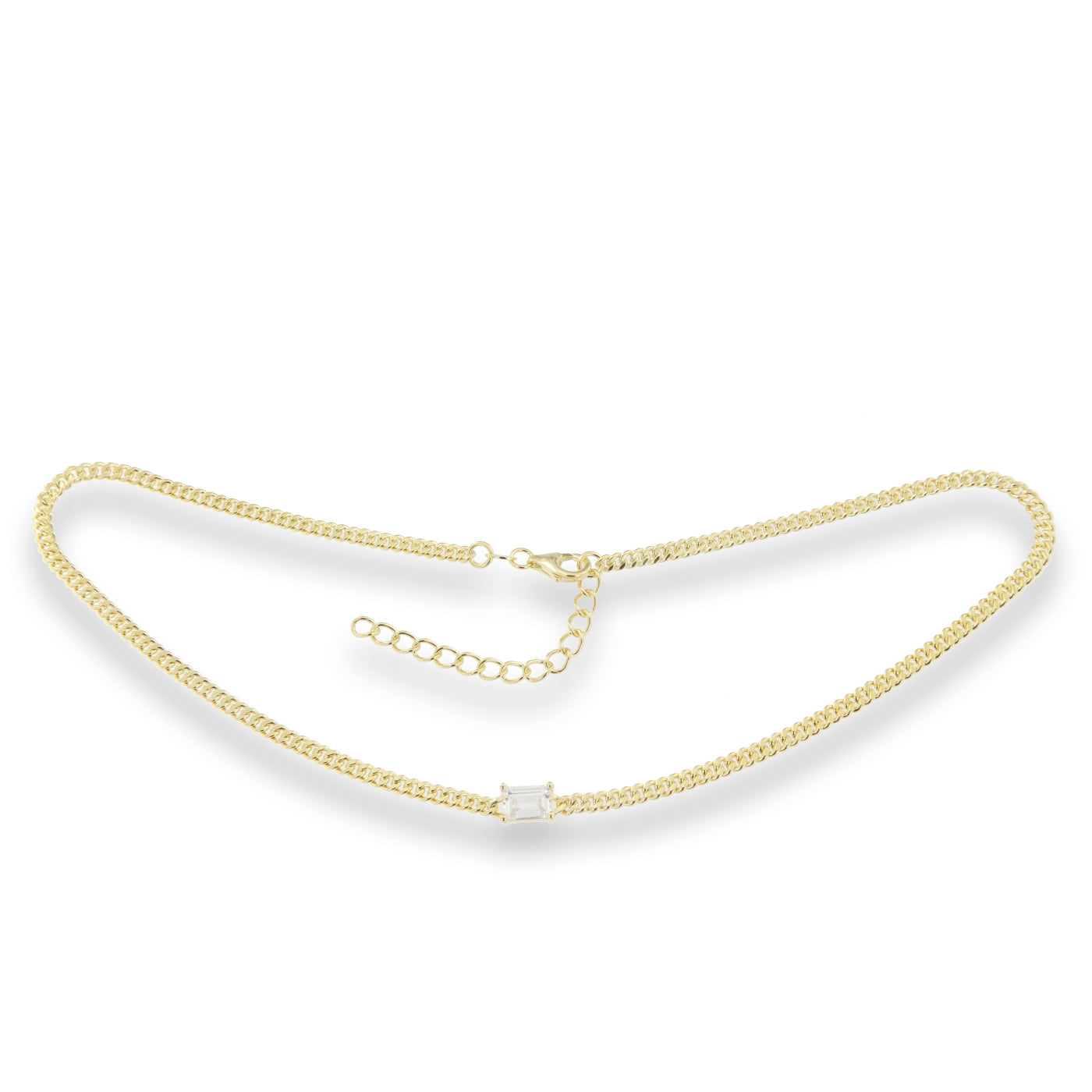 Sunshine CZ Centrepiece Curb Choker Necklace | 36+5cm - John Ross Jewellers