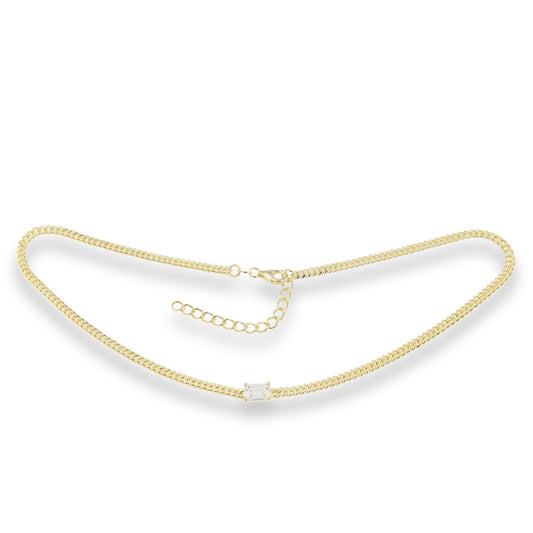 Sunshine CZ Centrepiece Curb Choker Necklace | 36+5cm - John Ross Jewellers