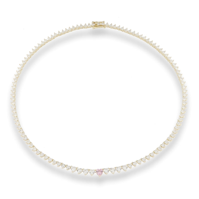 Sunshine Tennis Necklace | Soft Pink 43cm - John Ross Jewellers