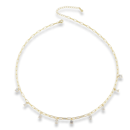 Sunshine Mixed CZ Drops Paperlink Necklace - John Ross Jewellers