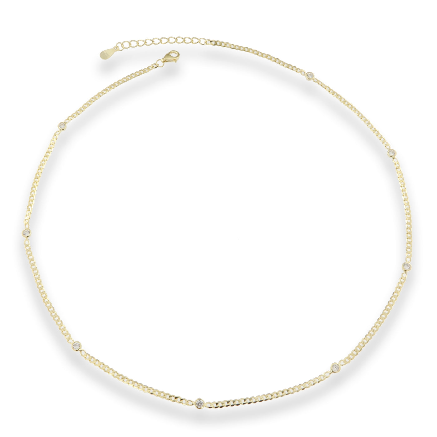 Sunshine Dotted CZ Curb Necklace - John Ross Jewellers