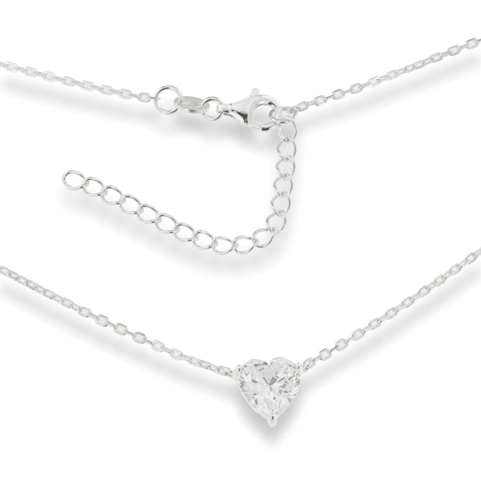 Silver Heart CZ Necklace - John Ross Jewellers