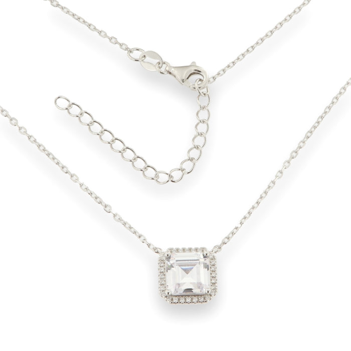 Silver Ascher CZ Halo Necklace