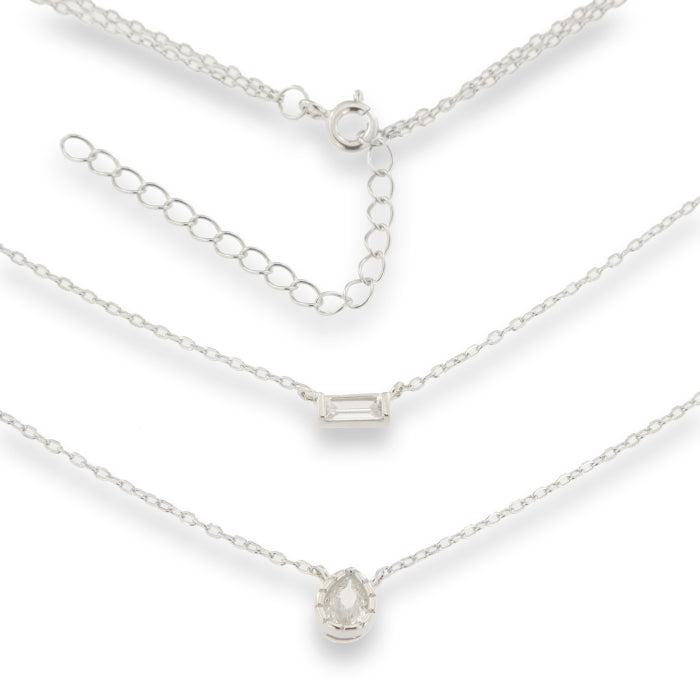 Silver CZ Double Necklace