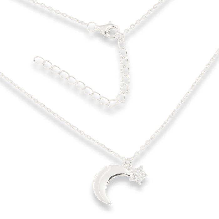 Silver CZ Moon Necklace