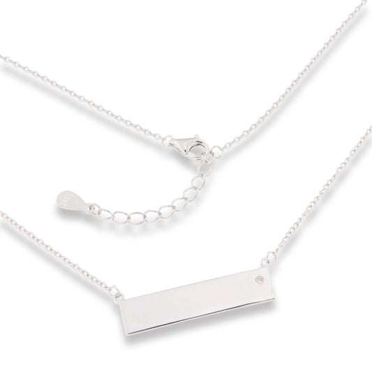 Silver Bar Disc Necklace