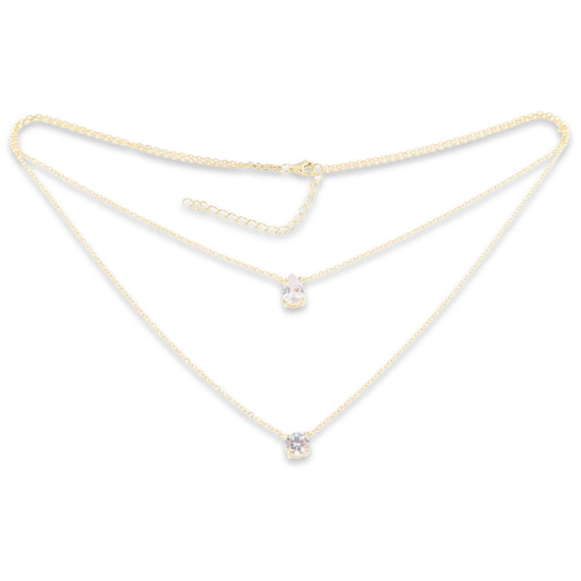 Sunshine CZ Solitaire Double Necklace