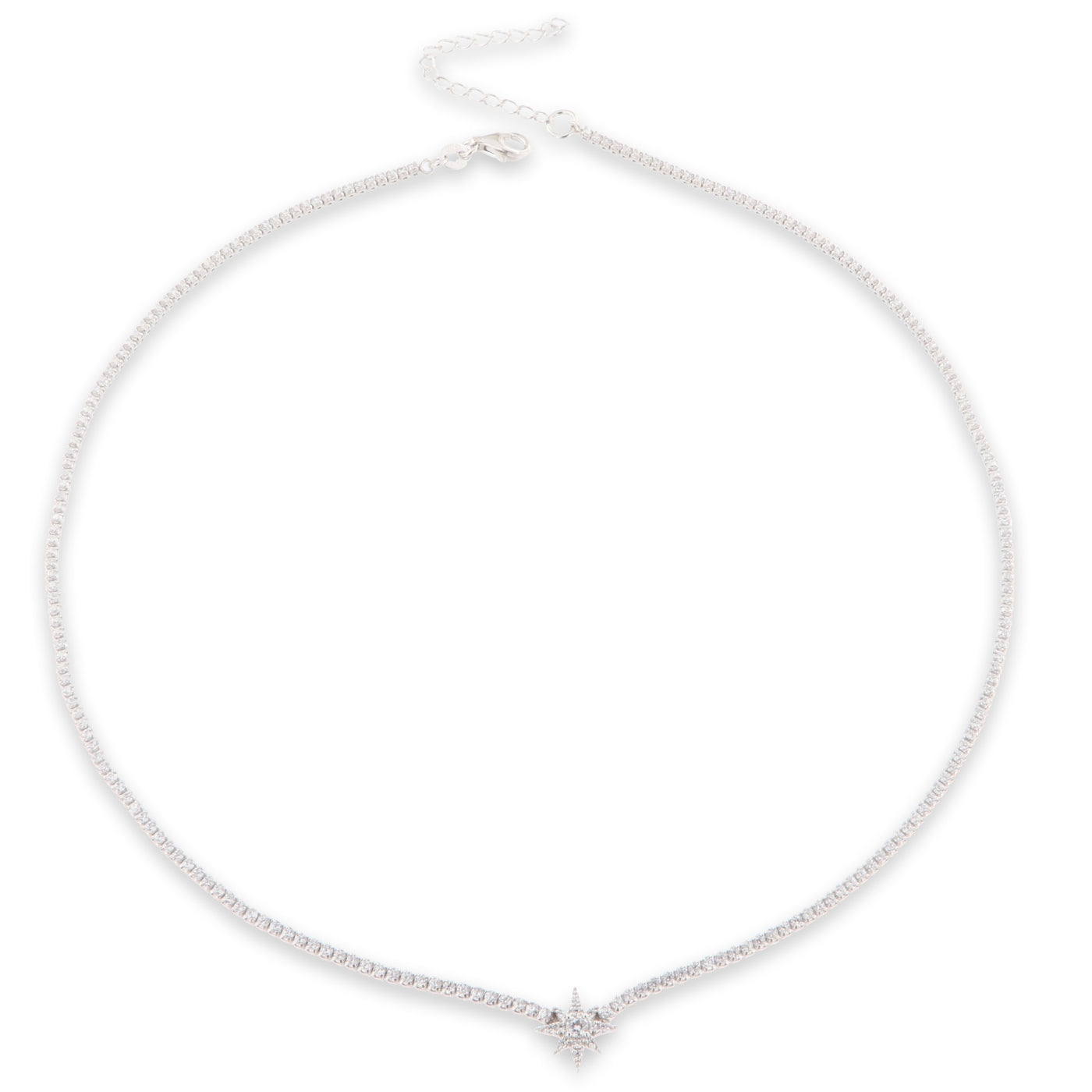 Silver Northstar Centrepiece Choker Tennis Necklace - John Ross Jewellers