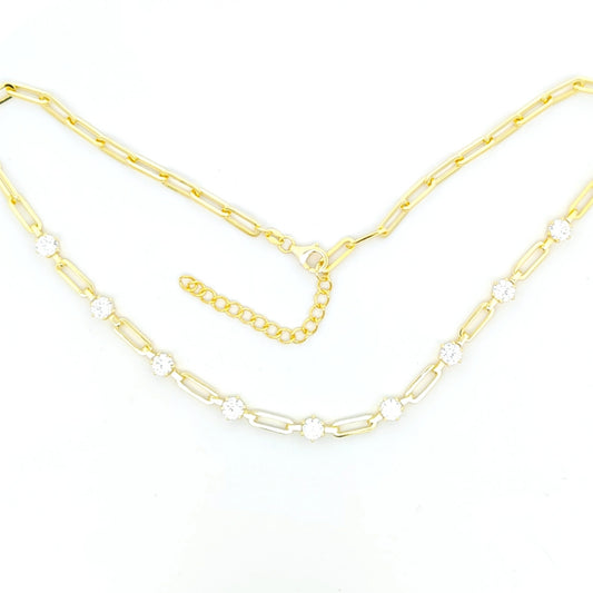 Sunshine CZ Paperlink Line Necklace | 42+5cm - John Ross Jewellers