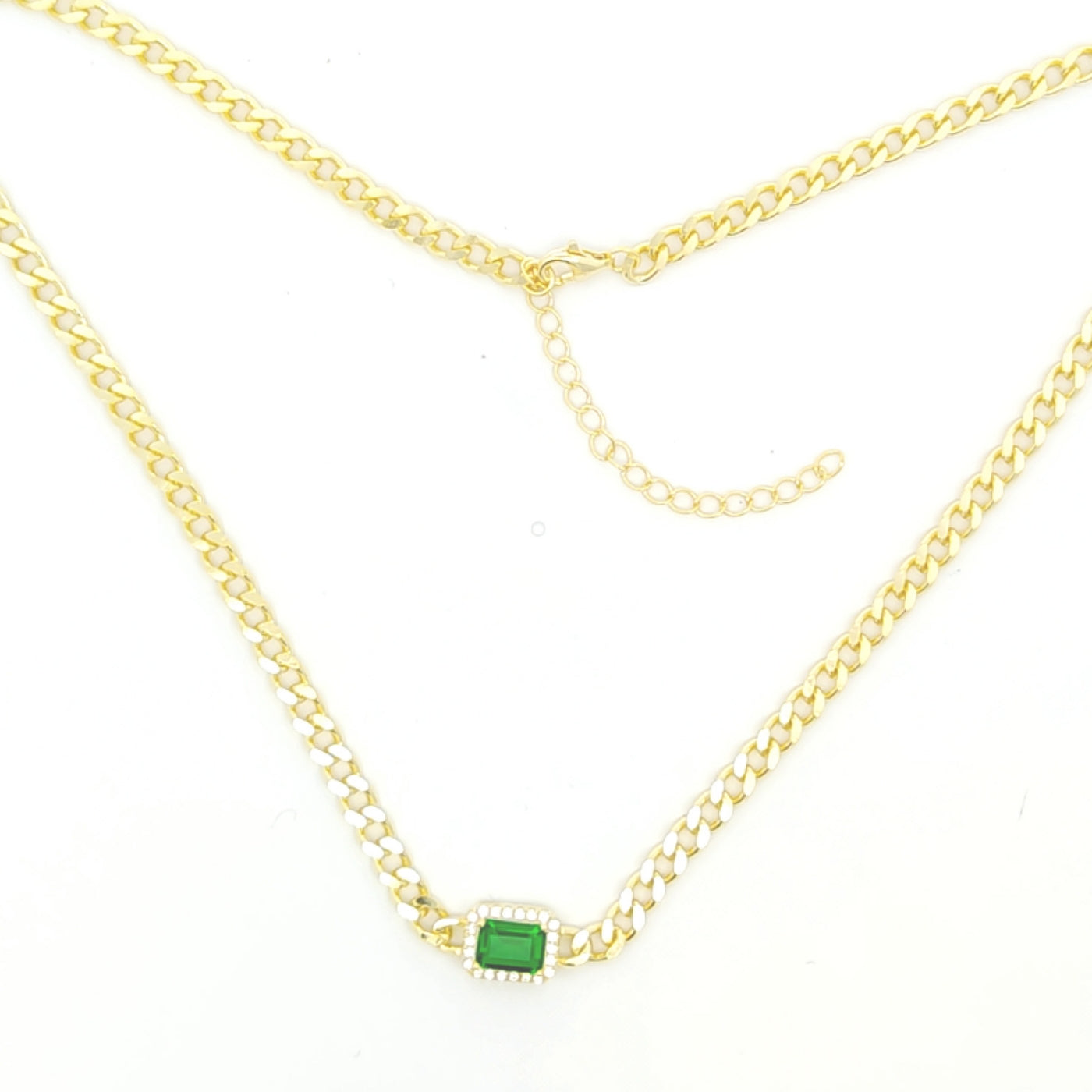 Sunshine Green & CZ Centrepiece Curb Necklace - John Ross Jewellers