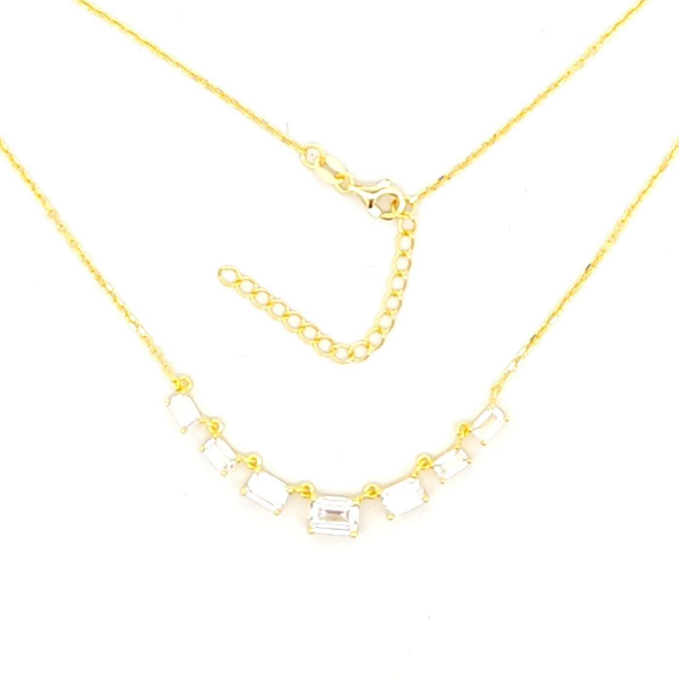 Sunshine Graduated Emerald Cut CZ Necklace | 40+5cm - John Ross Jewellers