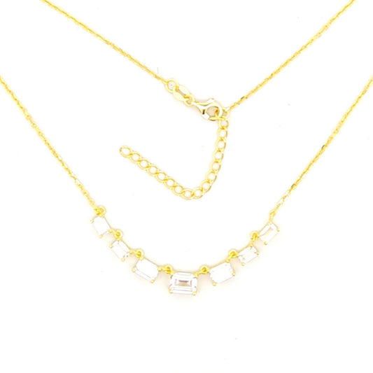 Sunshine Graduated Emerald Cut CZ Necklace | 40+5cm - John Ross Jewellers