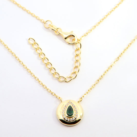 Sunshine Pear CZ Necklace | Emerald Green