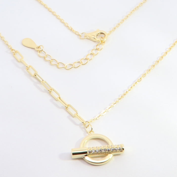 Sunshine CZ T-Bar Necklace | 42+3cm - John Ross Jewellers