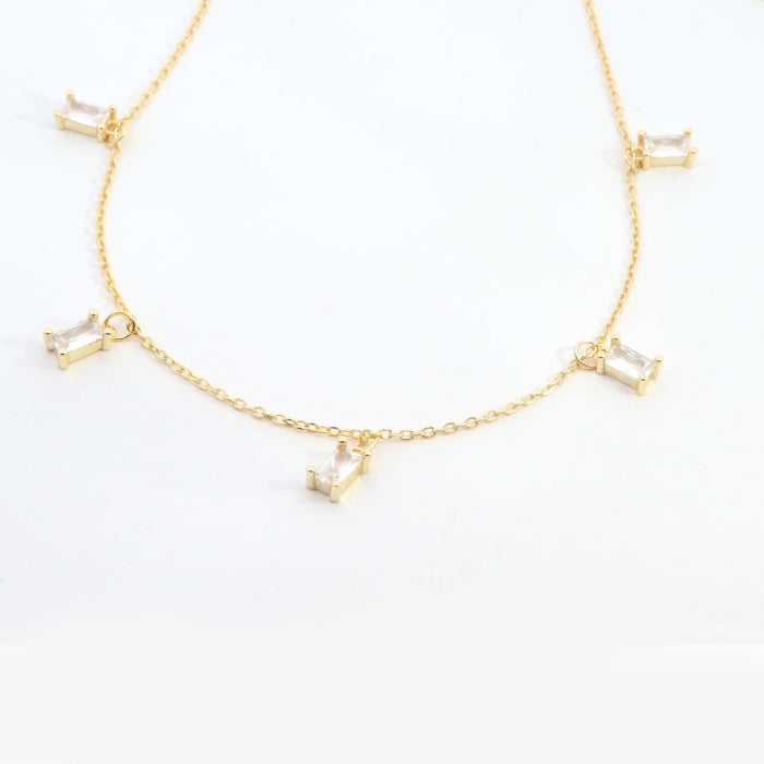 Sunshine Emerald Cut CZ Drops Fringe Necklace - John Ross Jewellers