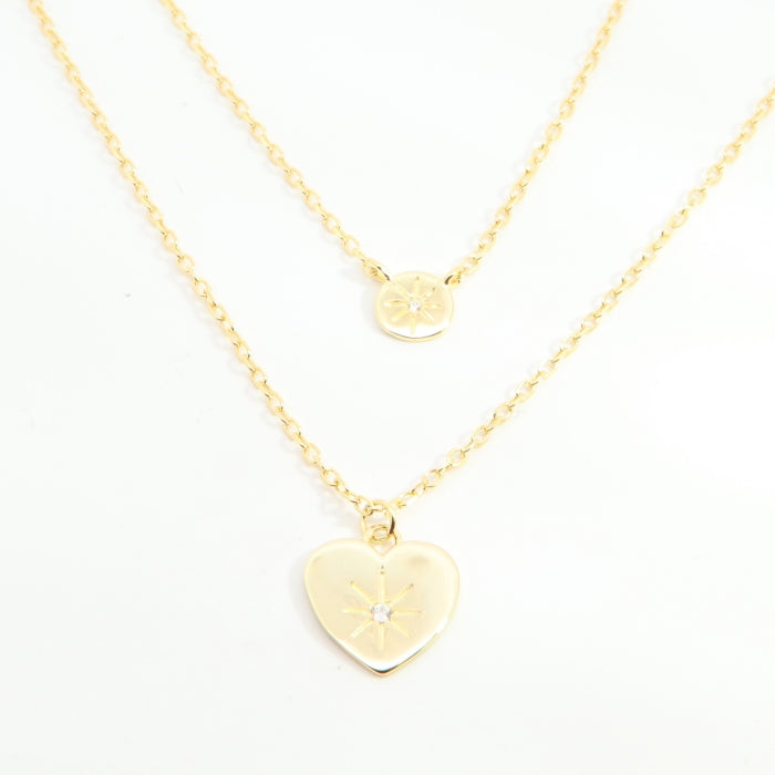 Sunshine Heart Double Disc Necklace