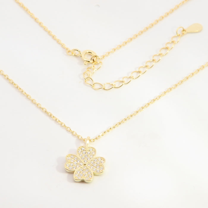 Sunshine CZ Quatrefoil Necklace