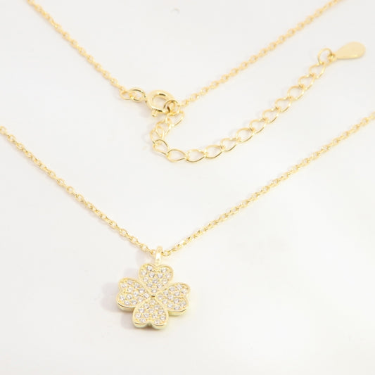 Sunshine CZ Quatrefoil Necklace