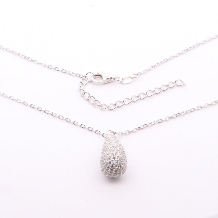 Silver CZ Teardrop Necklace