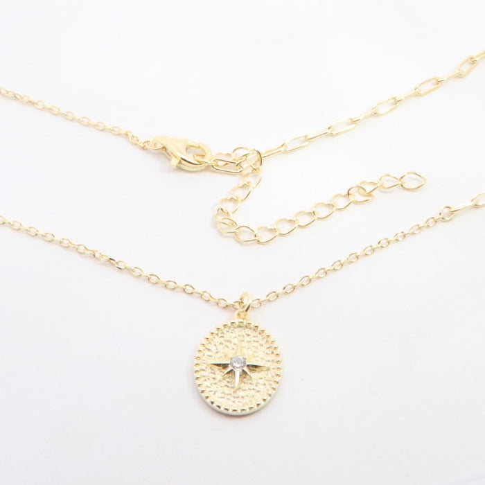 Sunshine Oval Compass Disc Necklace | 40+5cm - John Ross Jewellers
