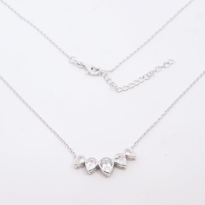 Silver Pear Cut CZ Tiara Necklace - John Ross Jewellers