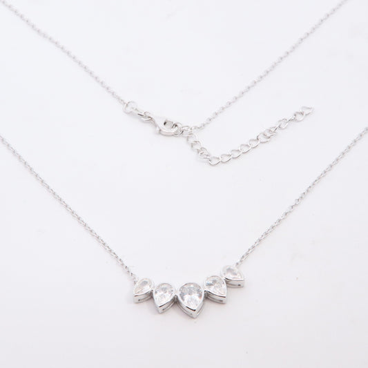 Silver Pear Cut CZ Tiara Necklace - John Ross Jewellers