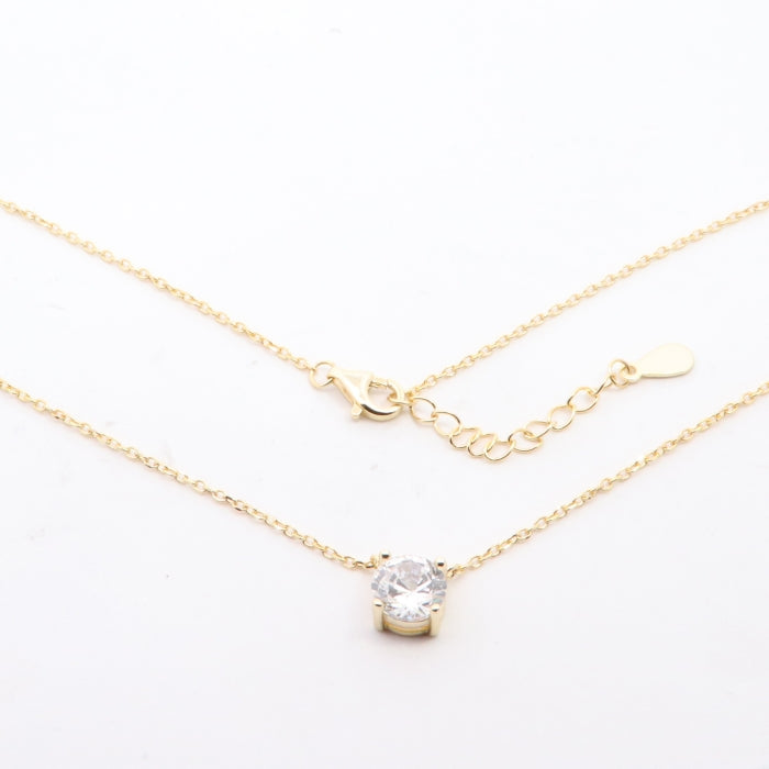 Sunshine 7mm CZ Solitaire Necklace | 40 + 3cm