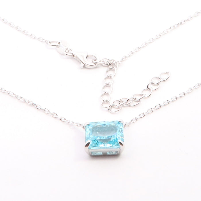 Silver Side To Side CZ Necklace | Ice Blue 40+5cm - John Ross Jewellers