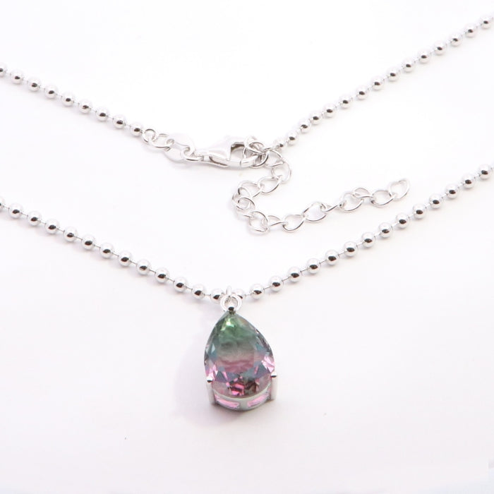 Silver Pear CZ Necklace | Mystic 40+5cm - John Ross Jewellers