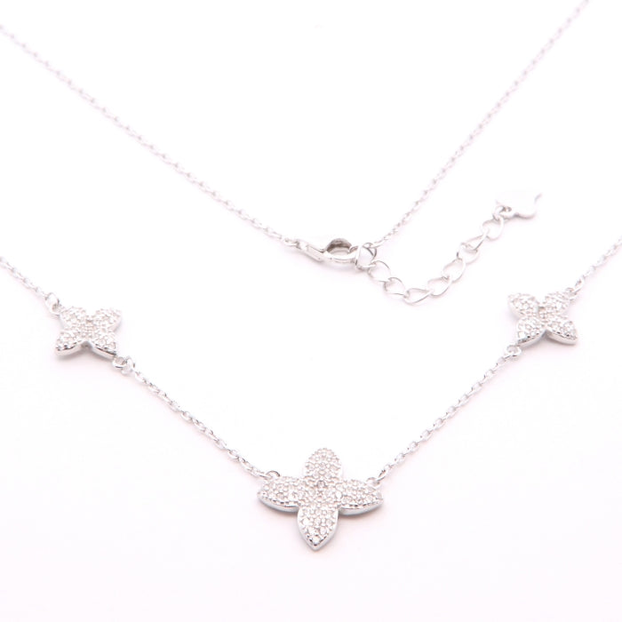 Silver CZ Louis Trio Necklace | 42+3cm - John Ross Jewellers