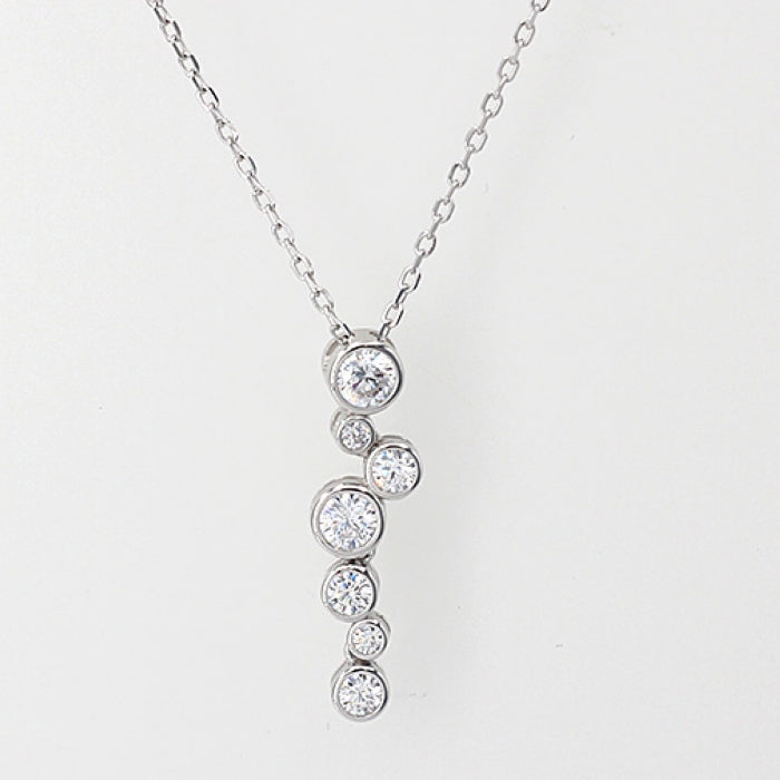 Silver CZ Raindrops Pendant Necklace | 40+5cm - John Ross Jewellers