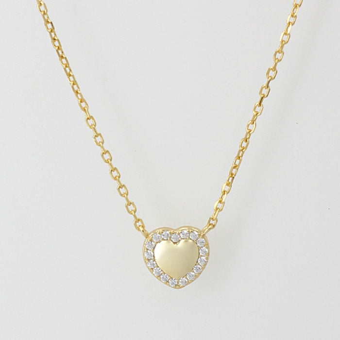 Sunshine 9mm CZ Halo Heart Necklace | 40 + 5cm