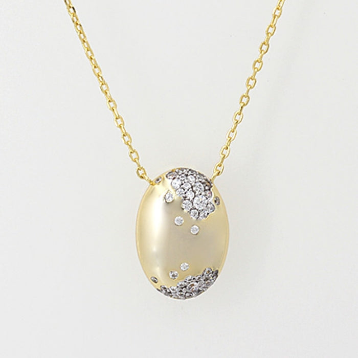 Sunshine Oval CZ Dotted Pendant Necklace | 40+5cm - John Ross Jewellers
