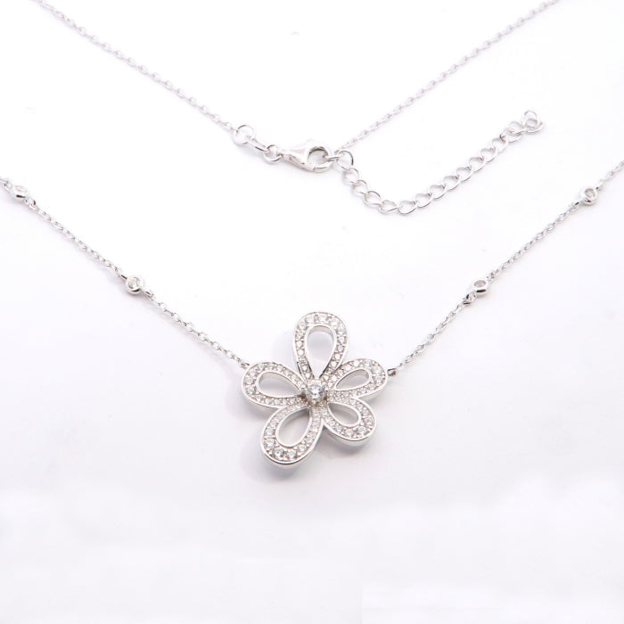 Silver Blossom CZ Necklace - John Ross Jewellers