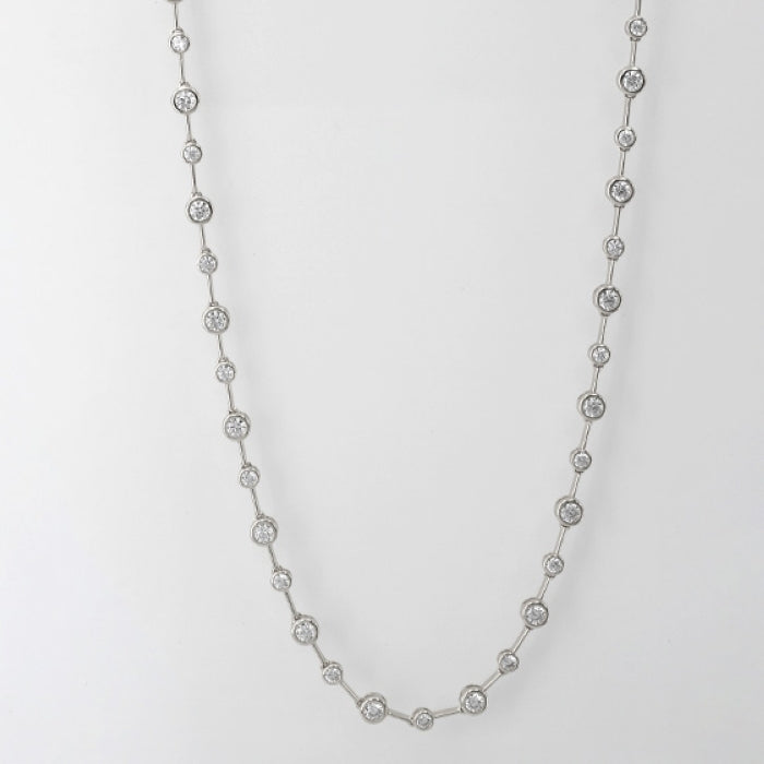 Silver CZ Tennis Necklace | 42cm - John Ross Jewellers