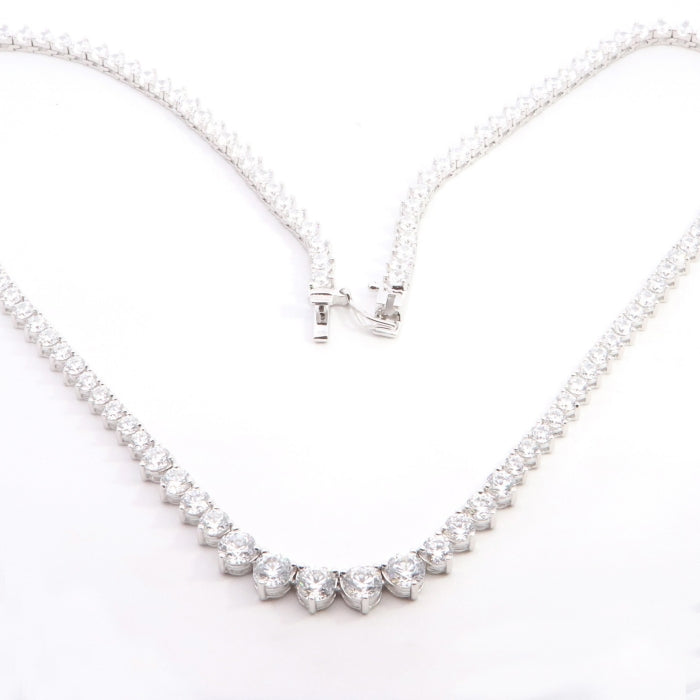 Silver CZ Tennis Necklace | 45cm
