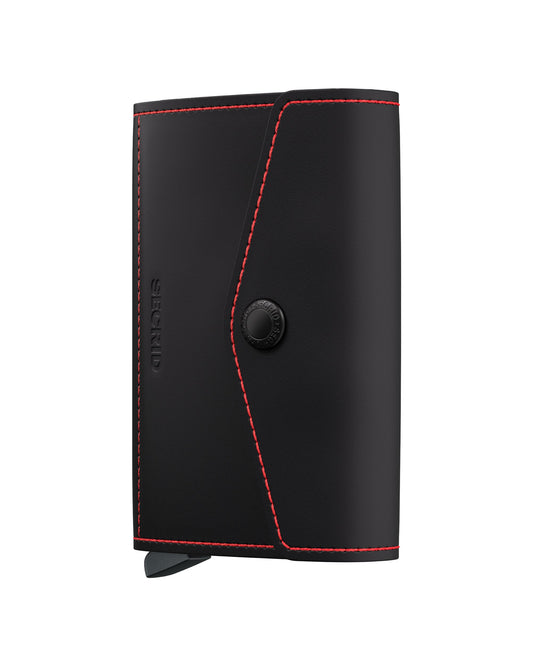 Secrid Envelope matte wallet in black and red with a sleek, compact design and card slots visible on the front.
