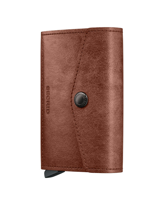 Secrid Vintage Envelope Wallet in Cognac brown leather with a classic fold design and minimalist style.