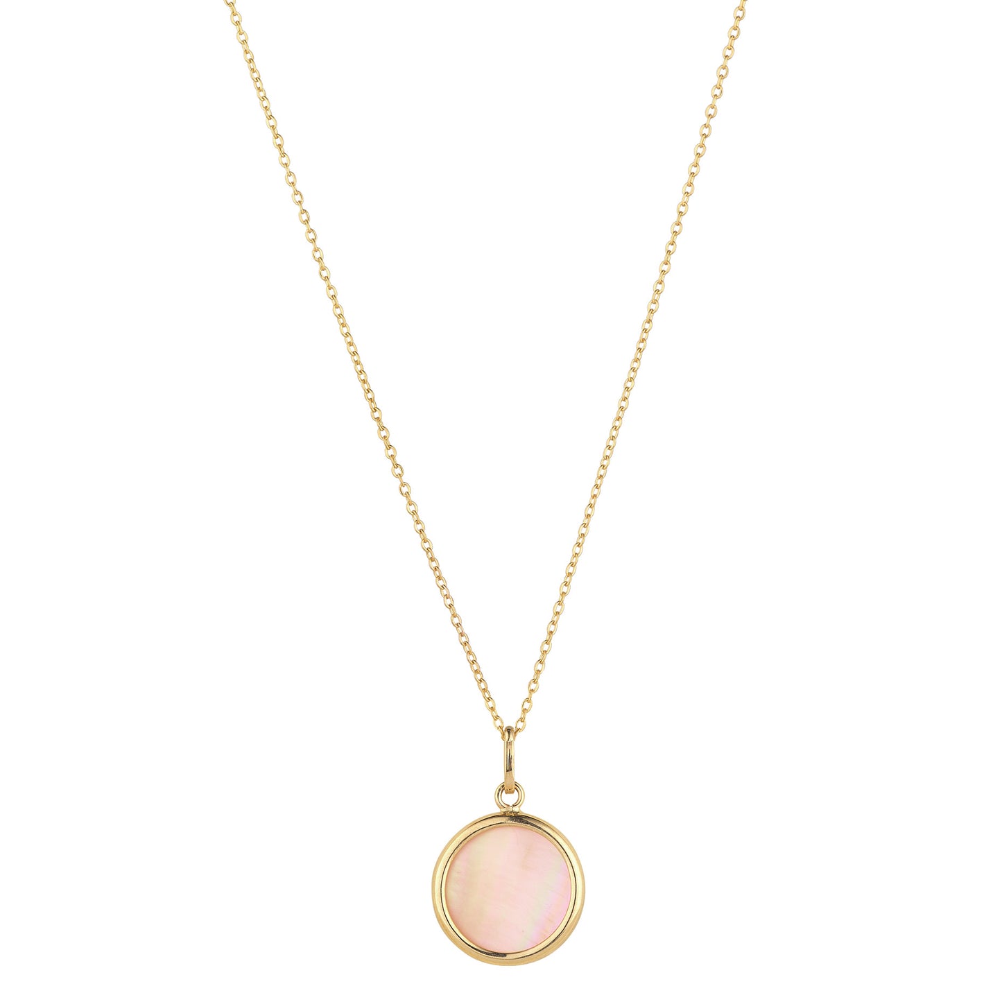 9ct Gold Pink Mother of Pearl Disc Necklace