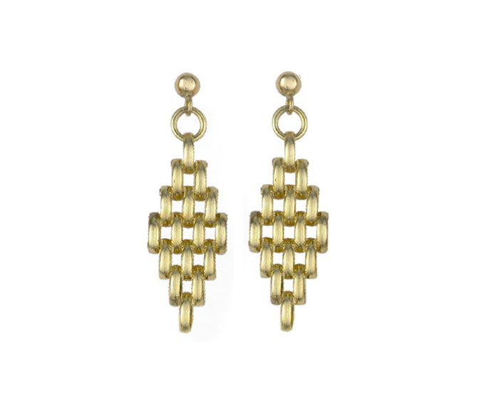 9ct Gold Panther Link Long Drop Earrings - John Ross Jewellers