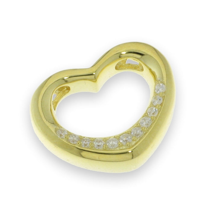 Sunshine CZ heart slider necklace by Comero, 18-inch sterling silver chain with sparkling heart pendant.