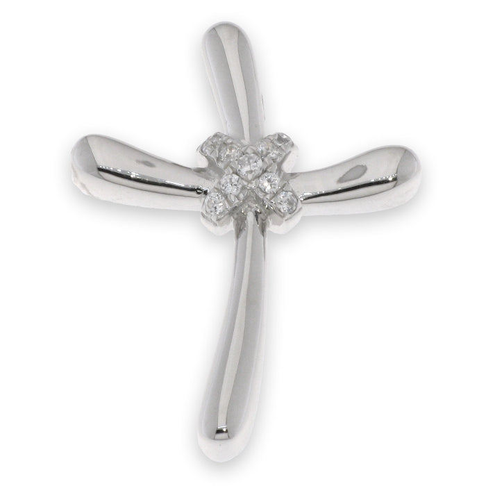 Silver CZ Cross Necklace | 18"