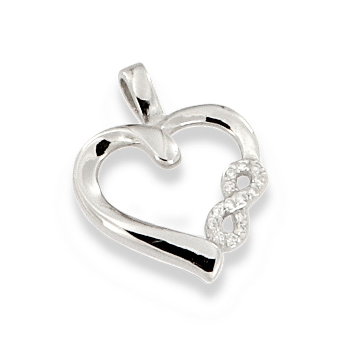 Silver CZ Love Forever Pendant Necklace by Comero, 18 inches, featuring a heart-shaped design with sparkling cubic zirconia.