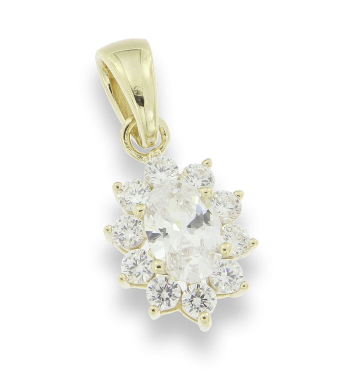 Sunshine Marquise Halo CZ Pendant Necklace - John Ross Jewellers