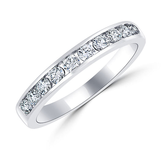 9ct White Gold Diamond Eternity/Wedding Ring | Channel Setting 0.50ct - John Ross Jewellers