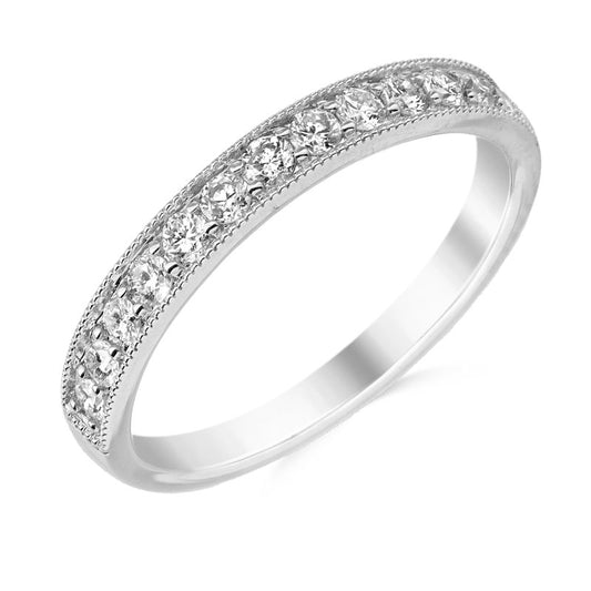 9ct White Gold Diamond Eternity/Wedding Ring | Millgrain 0.25ct - John Ross Jewellers
