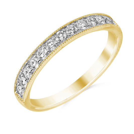 9ct Gold Diamond Eternity/Wedding Ring | Millgrain 0.25ct - John Ross Jewellers