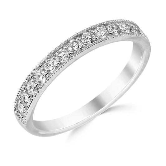 9ct White Gold Diamond Eternity/Wedding Ring | Millgrain 0.33ct