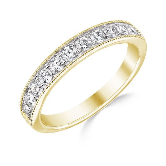 9ct Gold Diamond Eternity/Wedding Ring | Millgrain 0.50ct - John Ross Jewellers